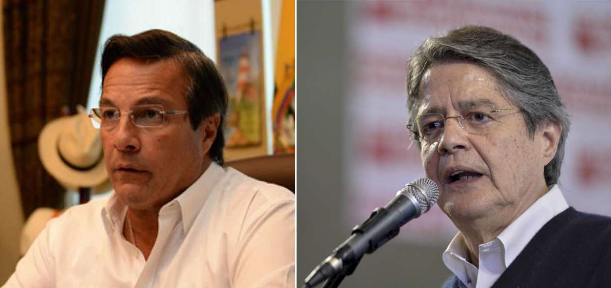 El prefecto del Guayas, Jimmy Jairala (i), y el candidato Guillermo Lasso. 