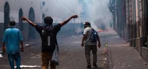 Manifestantes, durante las protestas de octubre de 2019.
