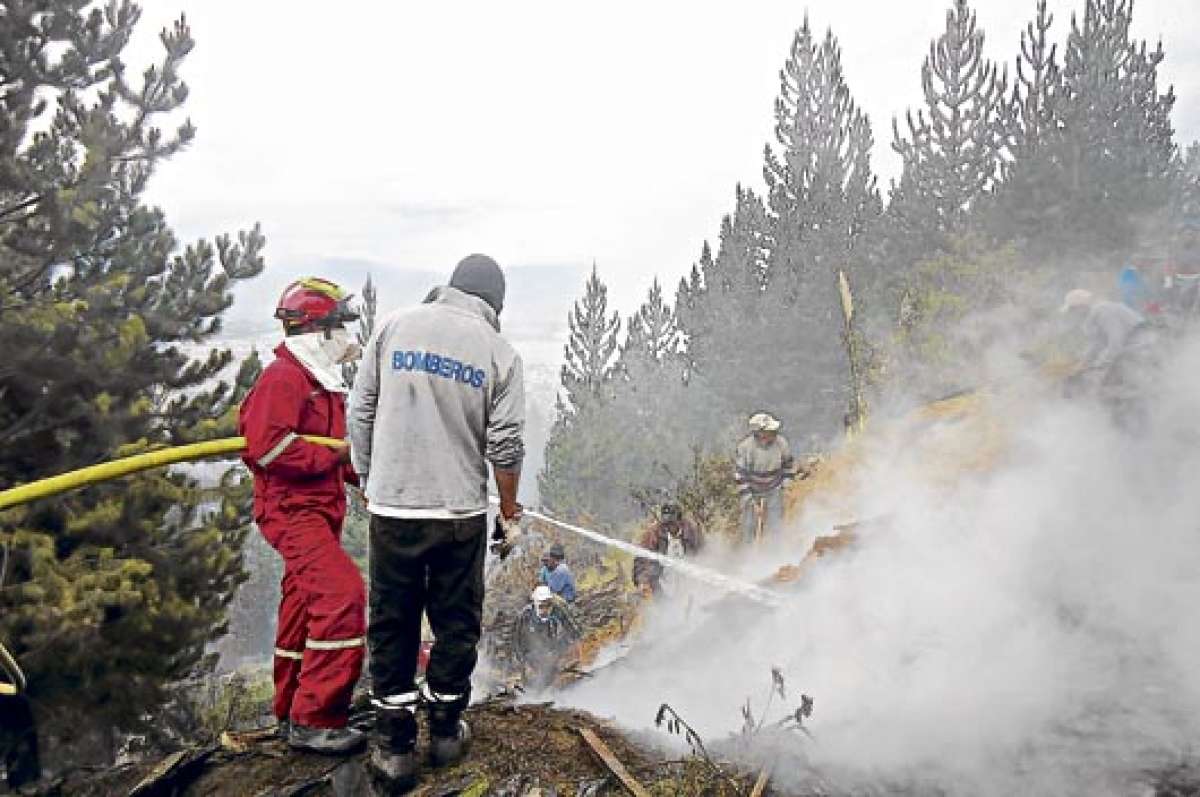 En las zonas boscosas, cerca a las reservas naturales, ocurrieron los mayores incendios en Chimborazo, en 2013. Fotos: Cortes&iacute;a Bomberos / El Tel&eacute;grafo