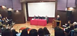 Carlos Pozo Montesdeoca, expresidente de la Corte Suprema de Justicia (Corte Nacional de Justicia), en la presentaci&oacute;n de su obra jur&iacute;dica en Quito.