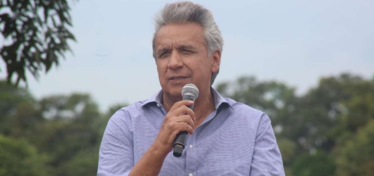 Len&iacute;n Moreno, presidente de Ecuador, durante una visita a una zona rural de Guayas.