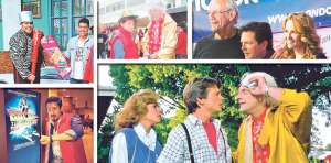 Roberto Villac&iacute;s (arriba) es el &lsquo;Doc ecuatoriano y Miguel Quiroga (abajo) simula a Marty McFly. Ilustraci&oacute;n: Patricio Mosquera