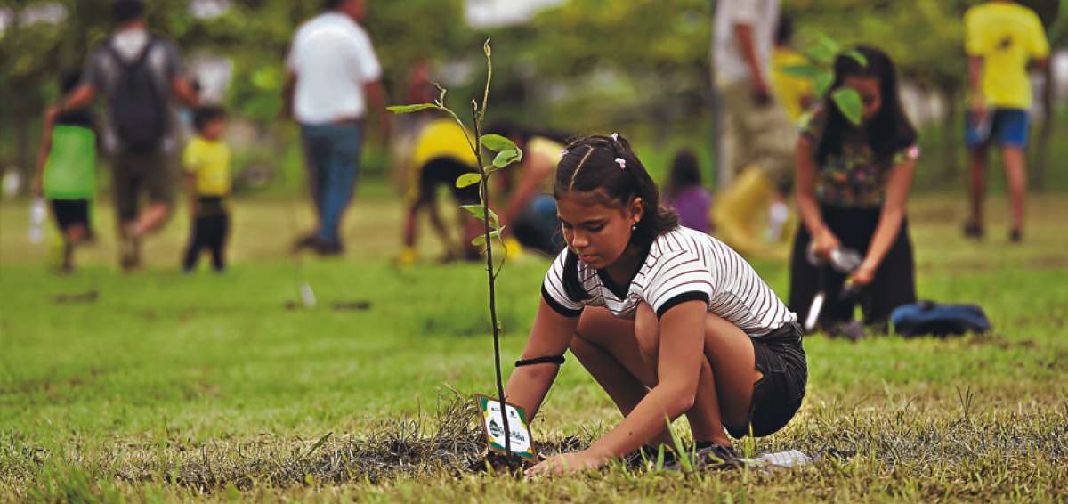 Mar&iacute;a Bel&eacute;n Brunett, de 10 a&ntilde;os, junto a sus hermanas, Ivana y Mar&iacute;a de los &Aacute;ngeles, apadrinaron y sembraron por primera vez un &aacute;rbol. La actividad se desarroll&oacute; en el Parque Samanes.