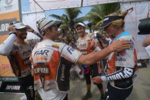 El equipo ecuatoriano festej&oacute; tras obtener el tercer lugar del Mundial de Aventura. Foto: Santiago Aguirre/El Tel&eacute;grafo