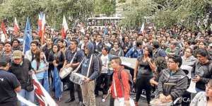Estudiantes de la EPN protestaron en Quito la semana pasada porque a&uacute;n no se han iniciado las clases. Foto: &Aacute;lvaro P&eacute;rez/ El Tel&eacute;grafo.