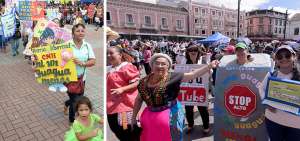 Los padres de familia y sus hijos se concentraron en la explanada del Centro C&iacute;vico en Guayaquil. Alrededor de mil personas, particularmente de los programas del MIES, acudieron a esta cita. En la imagen derecha: En Quito fue aprovechada la fiesta del Inti Raymi como una muestra intercultural, para difundir el mensaje. Danzantes, bailarinas, bandas y grupos musicales pusieron la alegr&iacute;a y el humor. 