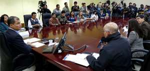 El gabinete productivo se efectu&oacute; en las instalaciones del ECU 911 Tulc&aacute;n. Foto: Presidencia 