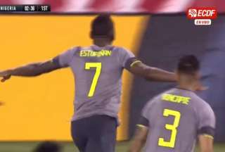 Pervis Estupiñán celebra su gol sobre Nigeria, el primero en la historia ante este combinado