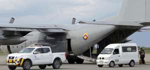 El vuelo que transport&oacute; a los cuerpos fue fletado con el apoyo de la Fuerza A&eacute;rea Colombia (FAC).