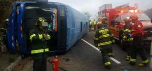 El bus de la cooperativa Trans Planeta se volc&oacute; en el sector El Tr&eacute;bol, en Quito. Se investigan las causas del percance, ocurrido la ma&ntilde;ana de este lunes 15 de julio de 2019.