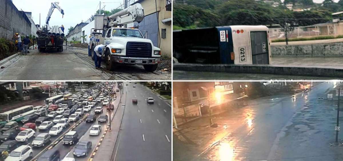 Tras varias horas de lluvia se registraron los primeros estragos en Guayaquil
