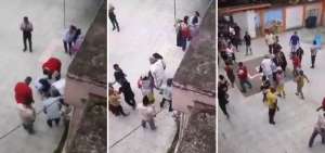 Momentos en que menor era socorrido tras resultar herido en la balacera.