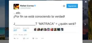 Correa se pregunta qui&eacute;n es 'Matraca', supuesto funcionario sobornado por Odebrecht