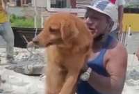 Perro fue rescatado con vida de los escombros en Machala