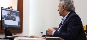 El presidente Len&iacute;n Moreno durante su participaci&oacute;n en la conferencia internacional de donantes en solidaridad con los refugiados y migrantes venezolanos.