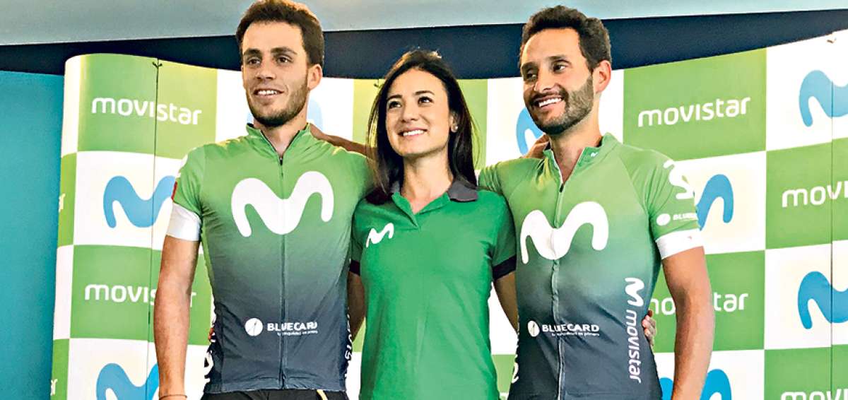 Los integrantes del Team Movistar, de izquierda a derecha, Felipe Munchmayer, Victoria Calisto y Gonzalo Espinosa, antes de viajar al Mundial.