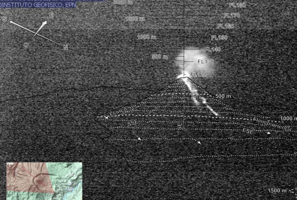El Reventador emite ceniza y desciende material incandescente; alertas se mantienen en naranja