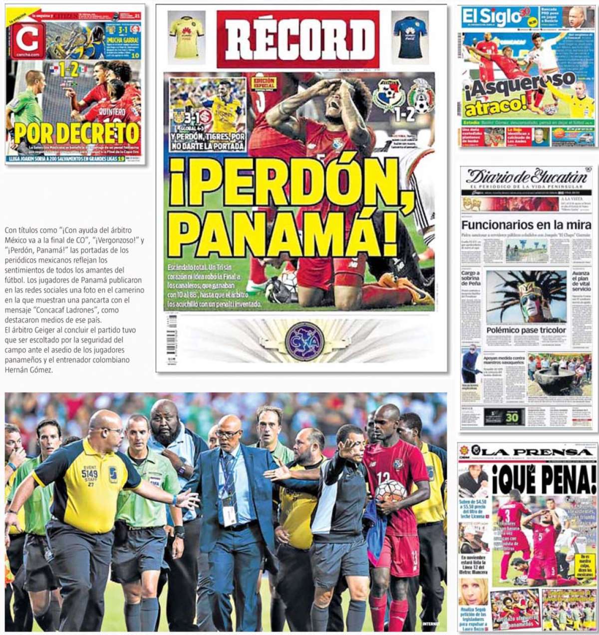 Portadas de medios de comunicaci&oacute;n mexicanos tras el pol&eacute;mico triunfo de M&eacute;xico ante Panam&aacute;. 