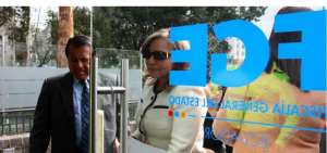 Zobeida Aragundi ingres&oacute; a la Fiscal&iacute;a para presentar la denuncia. 