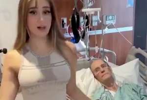 Una joven tiktoker bailó junto a la cama de su novio de 85 años. 