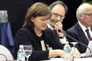 Jolita Butkeviciene, delegada de la UE, lider&oacute; la reuni&oacute;n para tratar el programa de cooperaci&oacute;n. Foto: Cortes&iacute;a