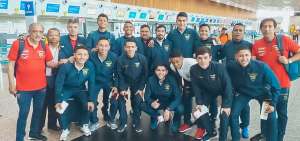 La selecci&oacute;n ecuatoriana de futsal, antes de realizar una gira de partidos amistosos en Argentina, en agosto pasado. El equipo estaba concentrado.