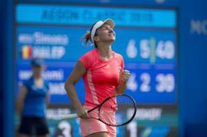 La rumana Simona Halep celebra su pase a cuartos de final. Foto: AFP