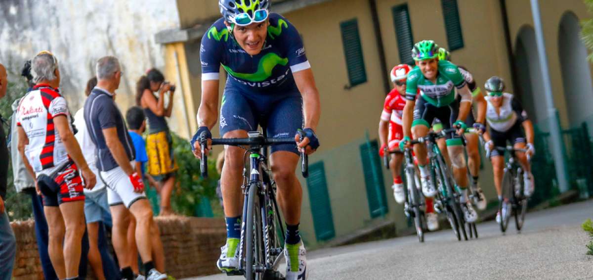 El ciclista ecuatoriano Richard Carapaz durante su participaci&oacute;n en una de sus primeras competencias al fichar por el Movistar Team de Espa&ntilde;a.