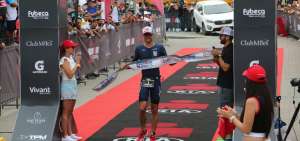 Igor Amorelli cuando hab&iacute;a cruzado la meta como virtual ganador del Ironman 70.3 Manta de la versi&oacute;n 2018 lleg&oacute; satisfecho por lo cumplido.