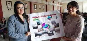 Los estudiantes realizan una investigaci&oacute;n de campo para evaluar el impacto del fuego en una localidad vulnerable.