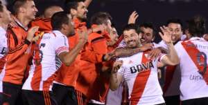 Los jugadores de River festejan su pase a la final de la Libertadores. Foto: AFP