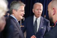 Guillermo Lasso y Joe Biden, en un instante de su encuentro en Estados Unidos