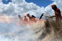 Bomberos controlaron un incendio forestal en Cuenca