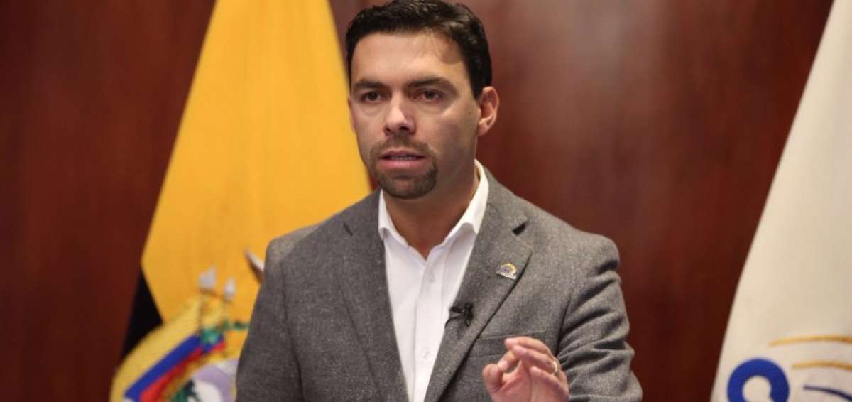 El presidente del CNE, Juan Pablo Pozo, durante la cadena nacional.