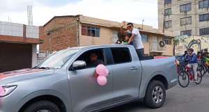 Richard Carapaz durante su recorrido en Tulcán