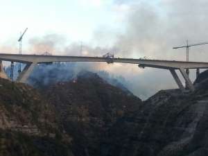 El incendio se produjo en los alrededores del nuevo puente del R&iacute;o Chiche. Foto: Marco Salgado/ EL TEL&Eacute;GRAFO