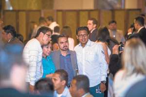 El sal&oacute;n de banquetes en el Palacio de Carondelet alberg&oacute; a 144 personas entre dirigentes universitarios y ministros de Estado, que acudieron a un almuerzo. Foto: John Guevara / El Tel&eacute;grafo.