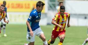 Esteban Solari del Cuenca durante el partido ante Aucas. Foto: Marco Salgado / El Tel&eacute;grafo.