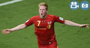 Kevin De Bruyne fue el autor del tanto con el que gana B&eacute;lgica a Estados Unidos en la pr&oacute;rroga. Foto: AFP