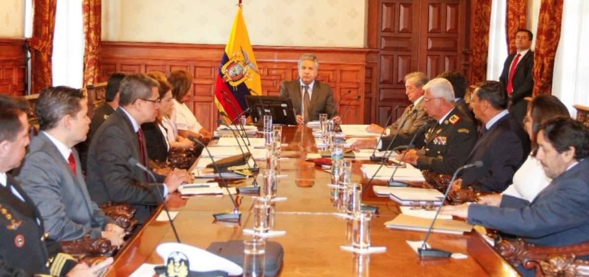 El presidente de la Rep&uacute;blica, Len&iacute;n Moreno, durante la sesi&oacute;n 20 del Cosepe.