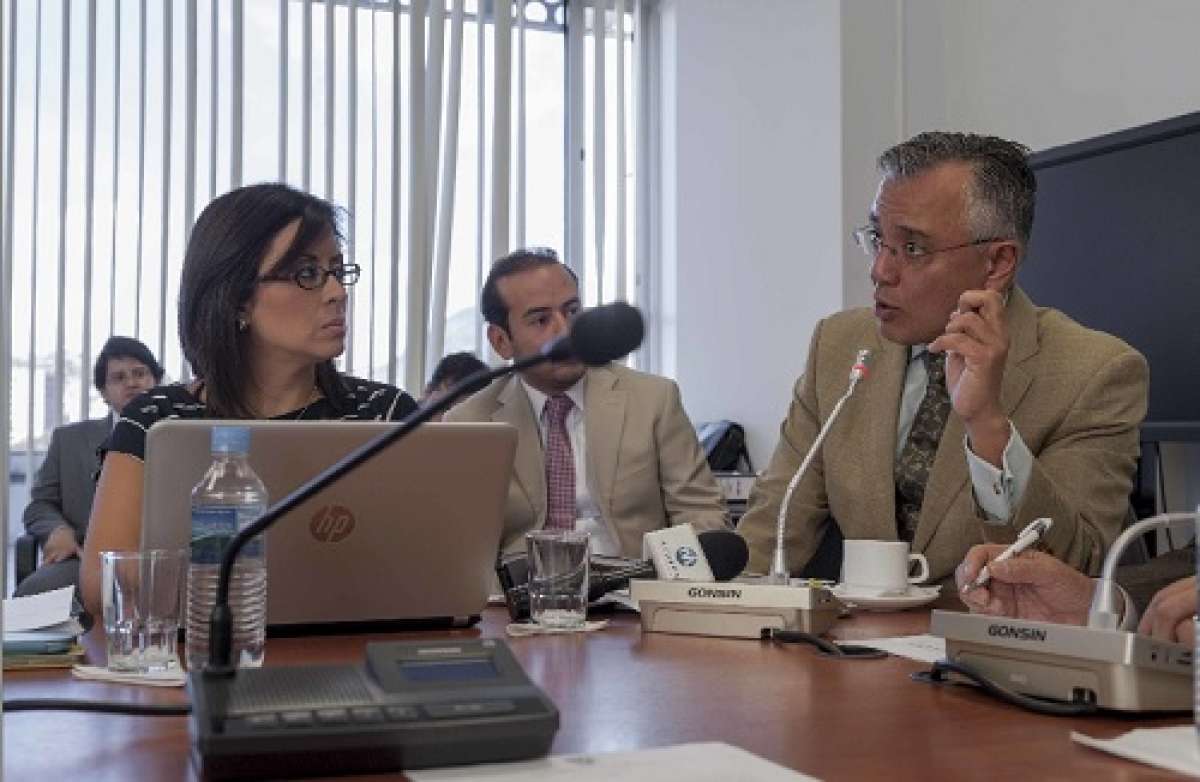 El secretario jur&iacute;dico de la Presidencia, Alexis Mera, durante su intervenci&oacute;n en la Comisi&oacute;n de Justicia. Foto: John Guevara / El Tel&eacute;grafo 