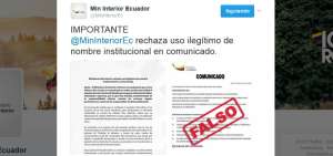 Ministerio del Interior rechaza uso ileg&iacute;timo de su nombre en falso comunicado