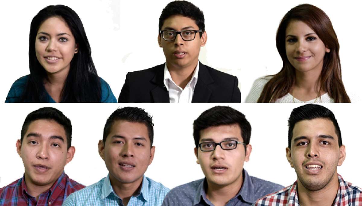 Arriba: Cecilia Drouet de 20 a&ntilde;os, Kevin Chalco (21) y Nataly Moncada (24). Abajo: Jorge Limongi (21), Jefferson Merch&aacute;n (22), Diego Cuenca (21) y Joel Alvarado (21). Fotos: Lylibeth Coloma / El Tel&eacute;grafo