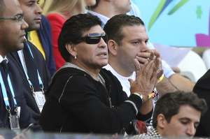 Diego Maradona estuvo en Brasil apoyando a la selecci&oacute;n en el Mundial como un hincha m&aacute;s. Foto: Archivo