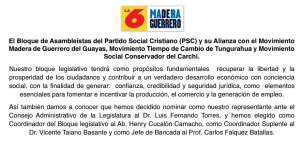 Partido Social Cristiano anuncia cambios administrativos en su bancada