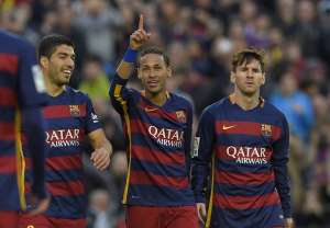 El tridente Su&aacute;rez, Neymar y Messi, lidera al Barcelona arrollador esta temporada. Foto: AFP