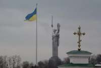 Bandera ucraniana en Kiev