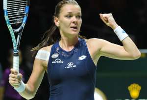 Radwanska celebra tras su victoria ante la raqueta espa&ntilde;ola Muguruza. Foto: Agencia AFP