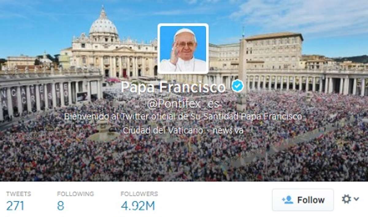 La cuenta del Papa en Twitter acumula m&aacute;s de 11.300.000 seguidores. 