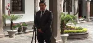 El secretario de la Presidencia, Juan Sebasti&aacute;n Rold&aacute;n, en declaraciones a periodistas desde el Palacio de Carondelet.